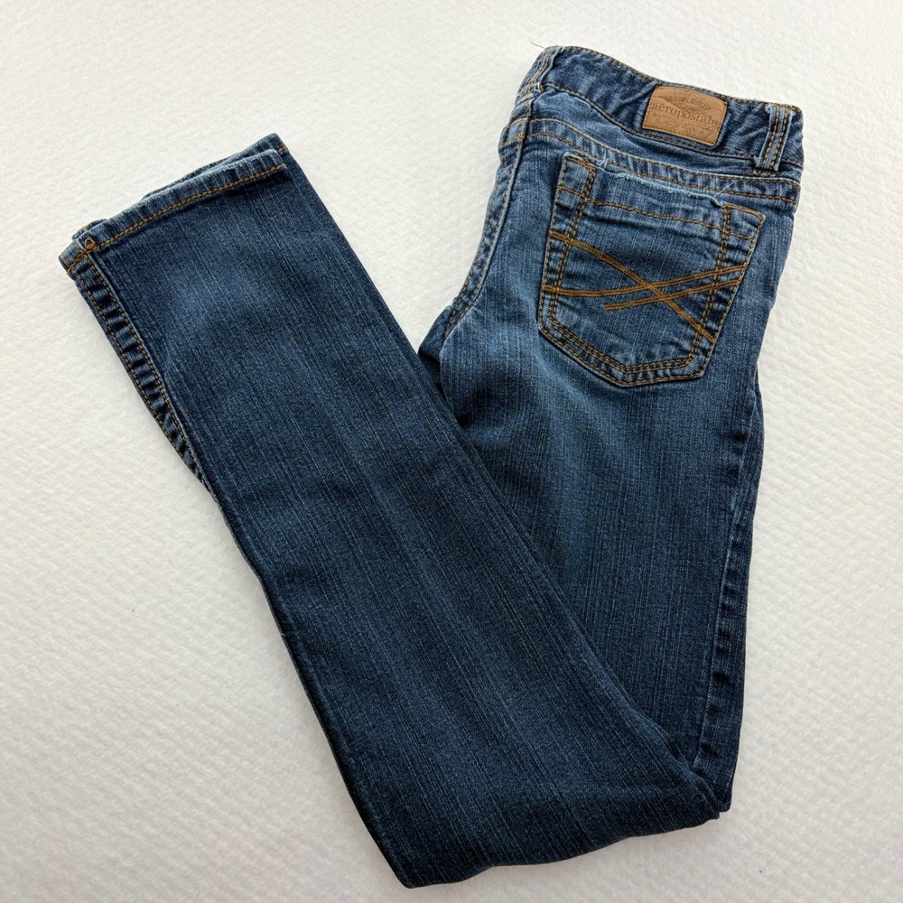 Aeropostale Bayla Skinny Jeans Womens 1/2 Reg Dark Wash Low Rise Denim Stretch